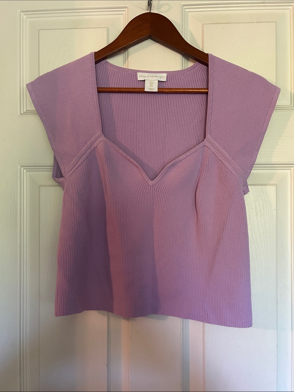 House of Harlow 1960 Lilac Ribbed Sweetheart Tank Top